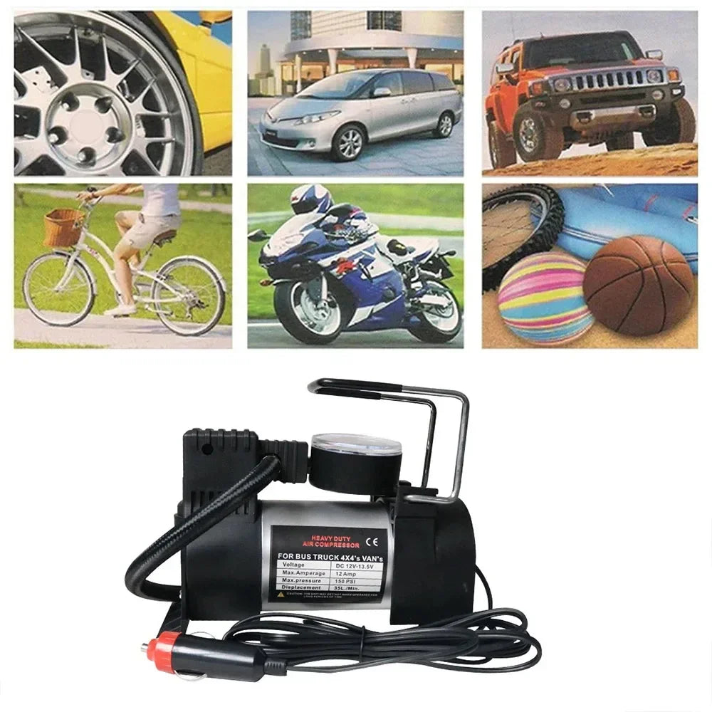 12V150psi Heavy Duty Deluxe Portable Metal Air Compressor Car Tyre Inflator Mini Compressor with Digital Display Inflatable Pump