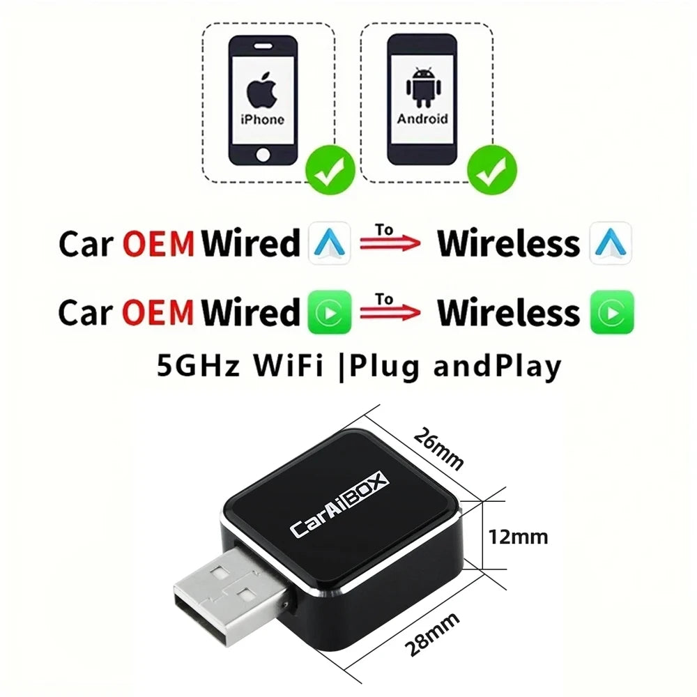 CarAIBOX 2in1 Wireless CarPlay Dongle Wireless Android Auto Box For Car Radio with Wired CarPlay