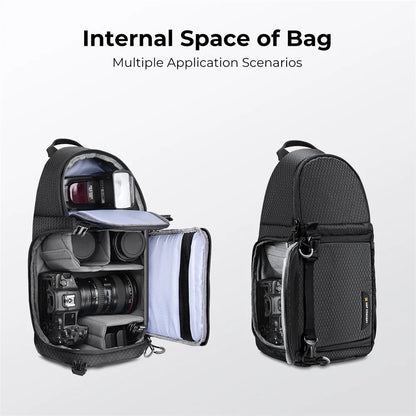 K&F Concept Camera Bag Photography DSLR Camera Case 10L Waterproof Camera Sling Outdoor Hiking Shoulder Bag for Men Women Travel