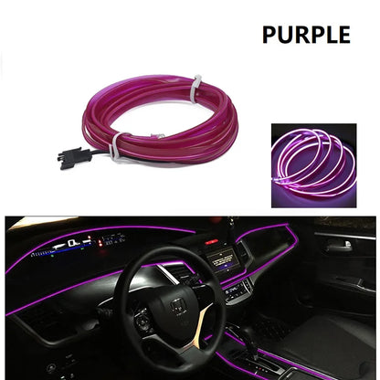 Car Interior Decorative Lamps Strips Atmosphere Lamp Cold Light Decorative Dashboard Console Auto LED Ambient Lights 1/2/3/4/5M