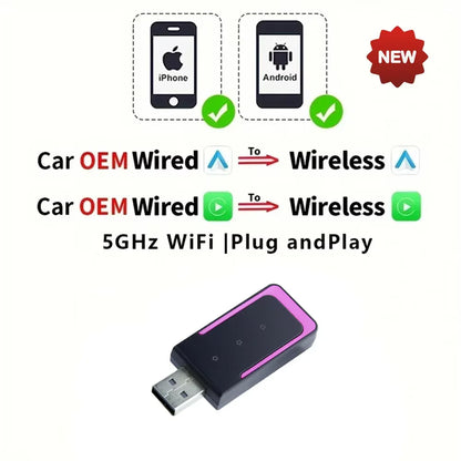 CarAIBOX 2in1 Wireless CarPlay Dongle Wireless Android Auto Box For Car Radio with Wired CarPlay