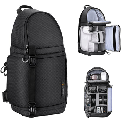 K&F Concept Camera Bag Photography DSLR Camera Case 10L Waterproof Camera Sling Outdoor Hiking Shoulder Bag for Men Women Travel