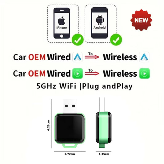 CarAIBOX 2in1 Wireless CarPlay Dongle Wireless Android Auto Box For Car Radio with Wired CarPlay