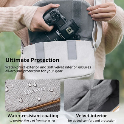 Ulanzi F02 Camera Sling Bag Waterproof Photography Storage Bag with Detachable Divider for Canon Sony Nikon DSLR Camera Lens