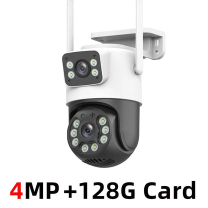 Wifi Surveillance Camera 4K 8MP Dual Lens Wireless Outdoor Security PTZ IP Cameras AI Human Detect CCTV Camera 4X Digital Zoom