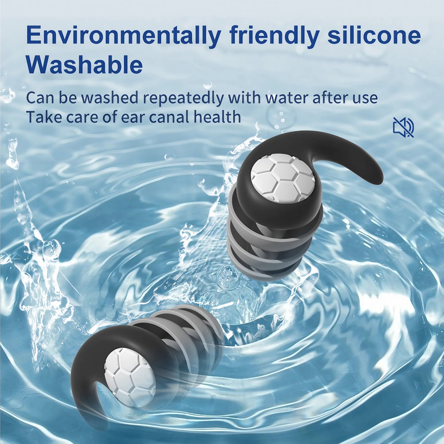 STONEGO 1 Pair Triple Layer Silicone Noise Cancelling Earplugs Suitable for Sleep Swimming Waterproof Noise Filter Creating