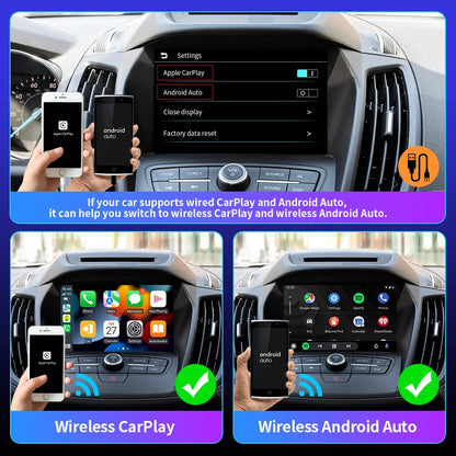 CarAIBOX 2in1 Wireless CarPlay Dongle Wireless Android Auto Box For Car Radio with Wired CarPlay