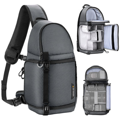 K&F Concept Camera Bag Photography DSLR Camera Case 10L Waterproof Camera Sling Outdoor Hiking Shoulder Bag for Men Women Travel