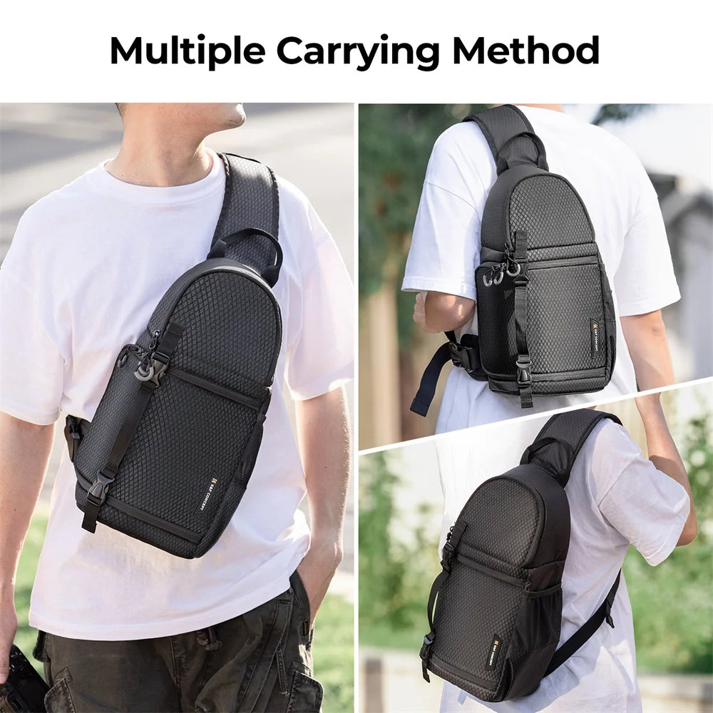 K&F Concept Camera Bag Photography DSLR Camera Case 10L Waterproof Camera Sling Outdoor Hiking Shoulder Bag for Men Women Travel