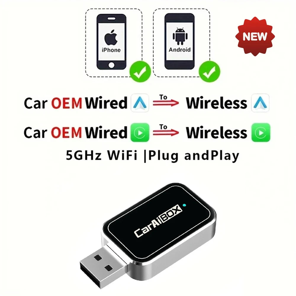 CarAIBOX 2in1 Wireless CarPlay Dongle Wireless Android Auto Box For Car Radio with Wired CarPlay