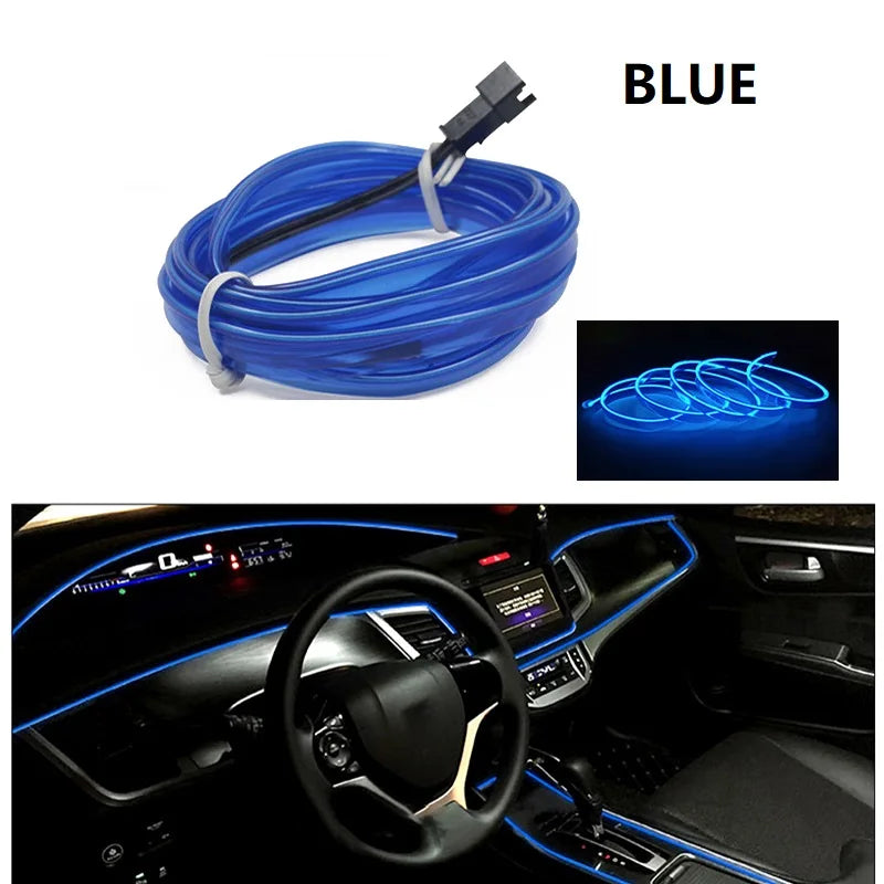 Car Interior Decorative Lamps Strips Atmosphere Lamp Cold Light Decorative Dashboard Console Auto LED Ambient Lights 1/2/3/4/5M