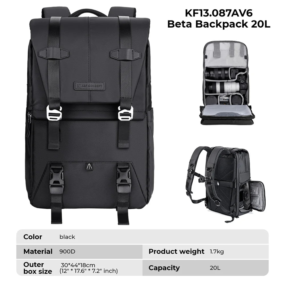 K&F CONCEPT Photography Professional Camera Backpack Outdoor Travel Bag Can Carry tripod  Ergonomic Design For Sony Canon Nikon