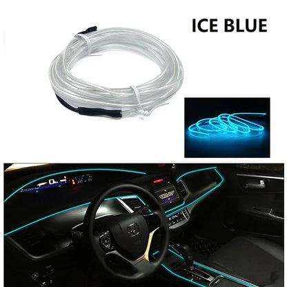 Car Interior Decorative Lamps Strips Atmosphere Lamp Cold Light Decorative Dashboard Console Auto LED Ambient Lights 1/2/3/4/5M